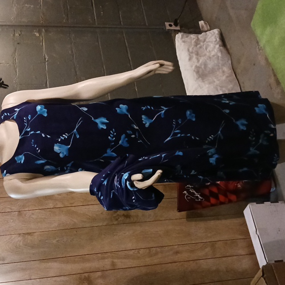 EUC Halmode Petites Long Floral Tank Dress w/Button Down Matchin Top Sz 8P